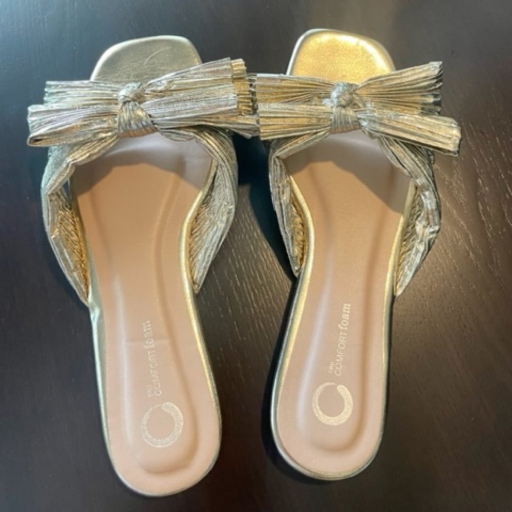 Tru Comfort Foam Gold Bow Slides